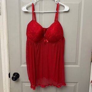 Chic Red Lace Chemise